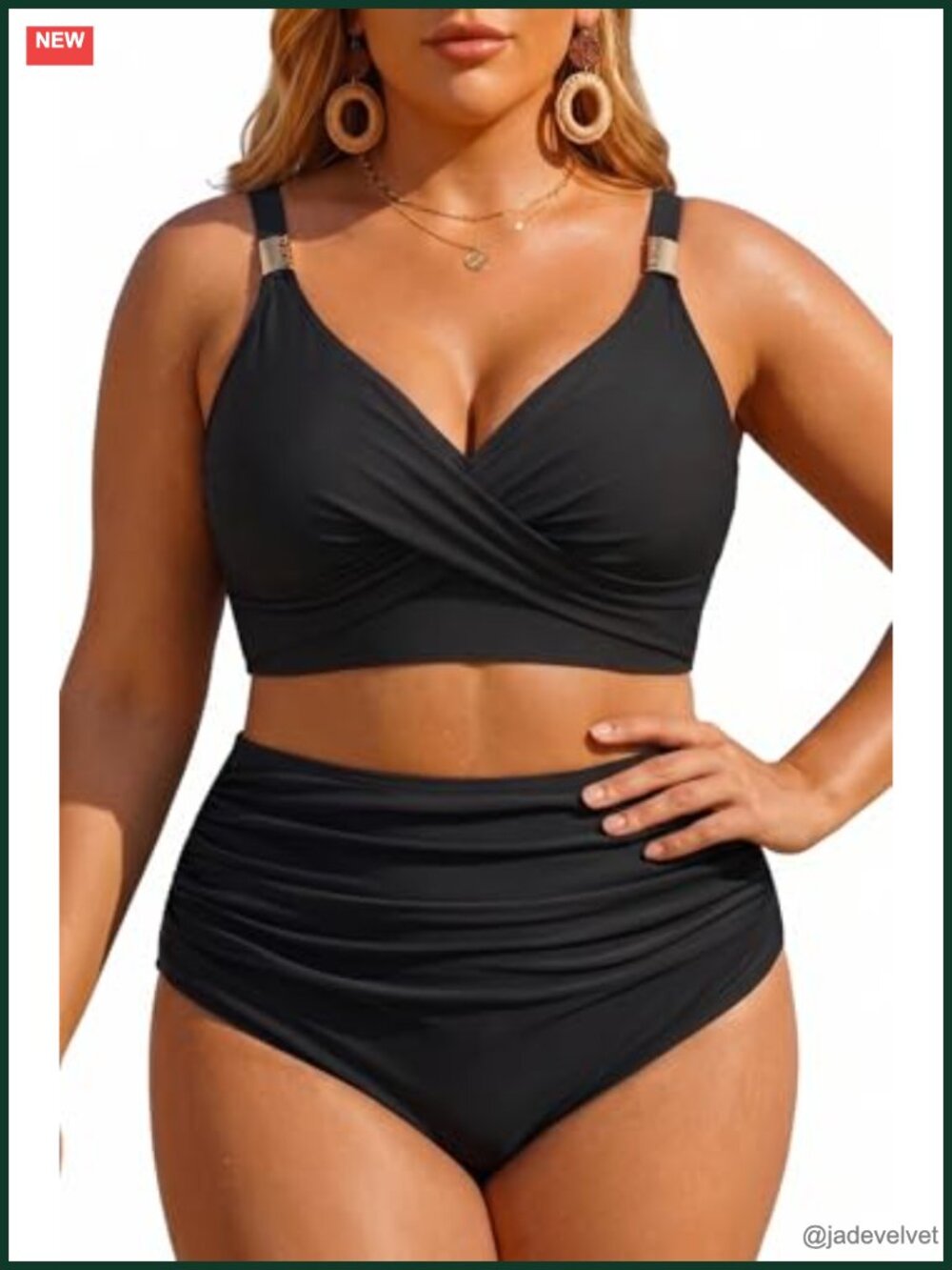 Plus Size Two Piece Swimsuit High Waisted Bikini Tummy Control Bathing Suit